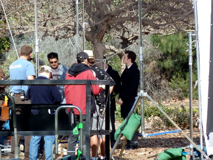 Chris Colfer doing a scene for the television show "Glee" 2