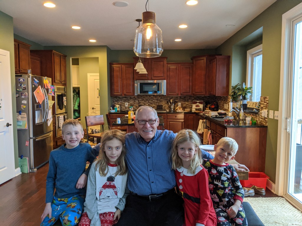 Dave with Grandkids Christmas 2019