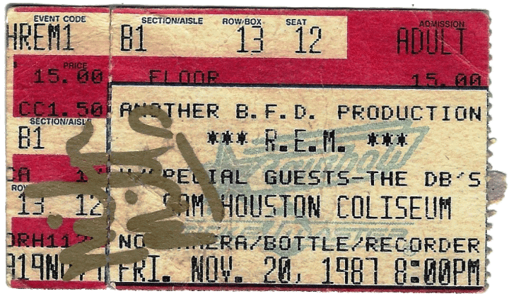 REM Ticket Stub Signed by Bassist Mike Mills