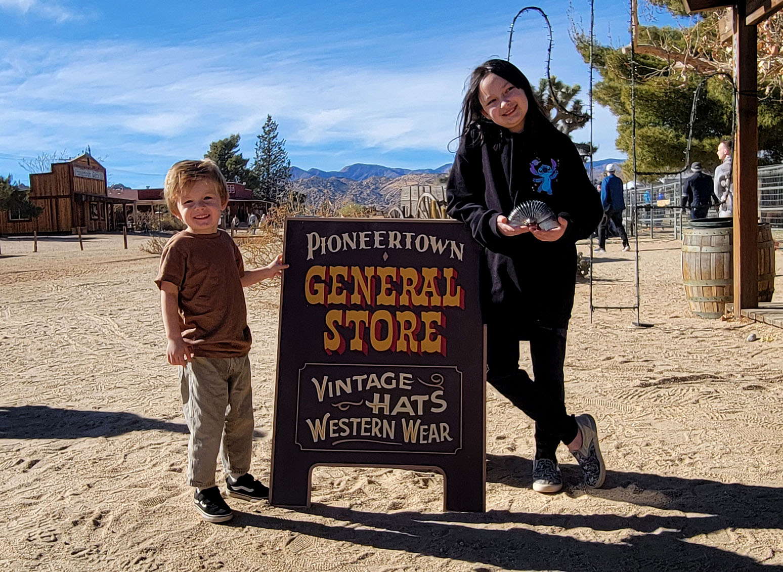 Grandkids at the Pioneertown General Store.